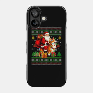 Funny Santa Riding Corgi Dog Ugly Christmas Sweater Xmas PJS Phone Case