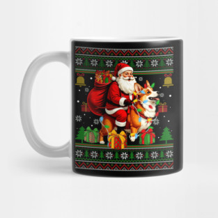 Funny Santa Riding Corgi Dog Ugly Christmas Sweater Xmas PJS Mug