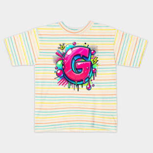 Graffiti Letter G – Bold Neon Pink Bubble Street Art Design Kids T-Shirt