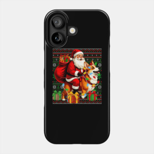 Funny Santa Riding Corgi Dog Ugly Christmas Sweater Xmas PJS Phone Case