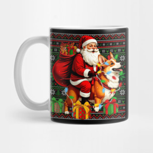 Funny Santa Riding Corgi Dog Ugly Christmas Sweater Xmas PJS Mug