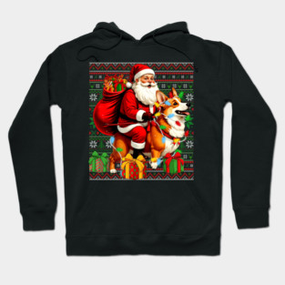 Funny Santa Riding Corgi Dog Ugly Christmas Sweater Xmas PJS Hoodie