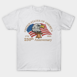 Embroidered American 250th Anniversary, USA 250th, Independence Day T-Shirt