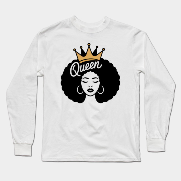 Queen African Pride Afro Woman Long Sleeve T-Shirt by Adwoa's Store