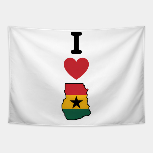 I Love Ghana African Pride Travel Tapestry by Adwoa's Store