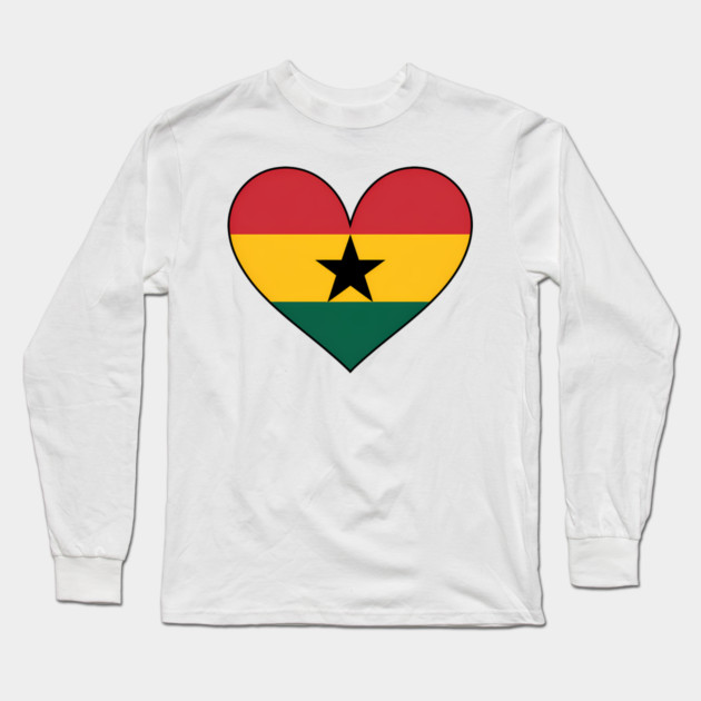 Ghana Love Heart Ghanaian Pride Long Sleeve T-Shirt by Adwoa's Store