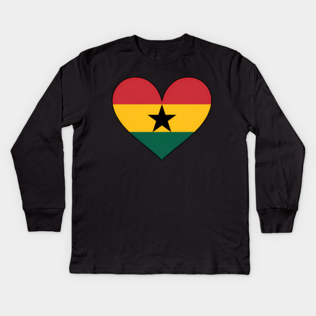 Ghana Love Heart Ghanaian Pride Kids Long Sleeve T-Shirt by Adwoa's Store