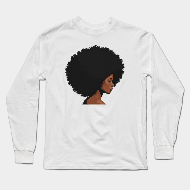 Afro Woman Illustration African Pride Long Sleeve T-Shirt by Adwoa's Store