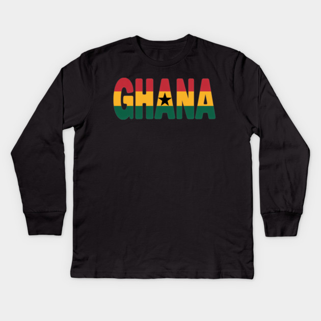 Ghana Travel Flag Colors Ghanaian Pride Kids Long Sleeve T-Shirt by Adwoa's Store