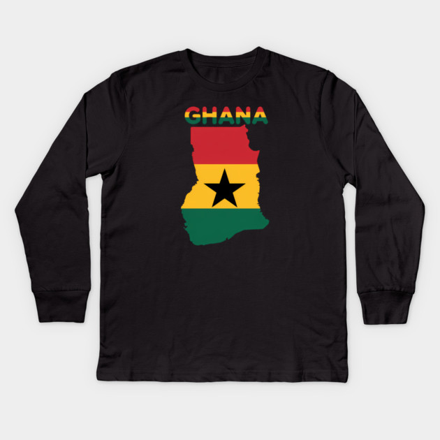Ghana Flag Colors Ghanaian Pride Kids Long Sleeve T-Shirt by Adwoa's Store