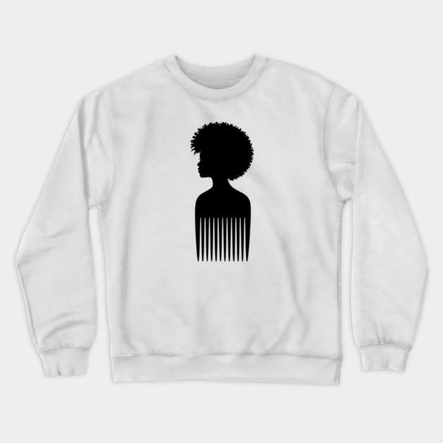 Black Woman Afro Comb Black Pride Crewneck Sweatshirt by Adwoa's Store