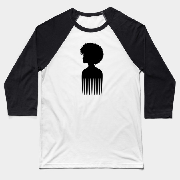 Black Woman Afro Comb Black Pride Baseball T-Shirt by Adwoa's Store
