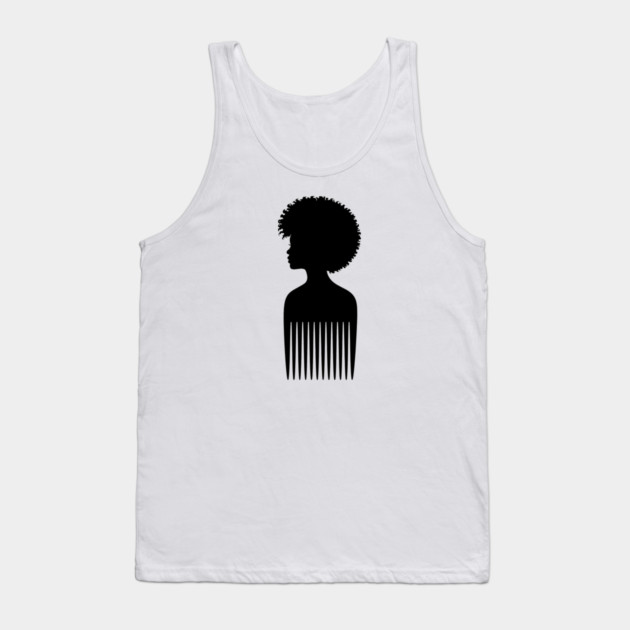 Black Woman Afro Comb Black Pride Tank Top by Adwoa's Store