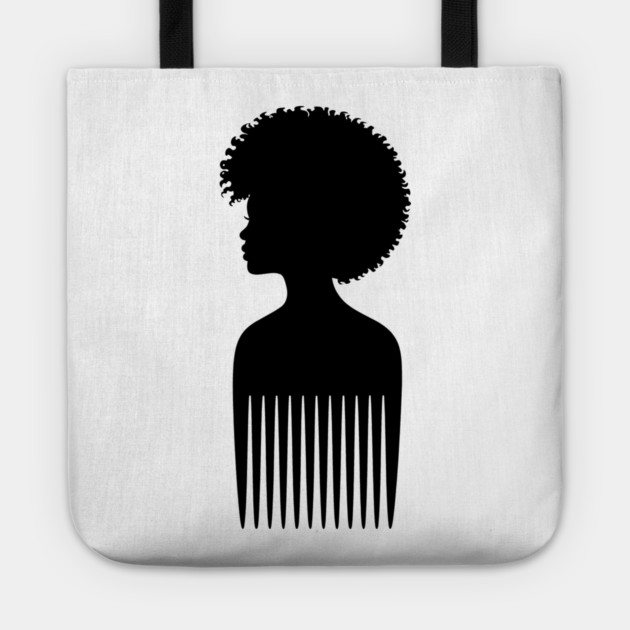 Black Woman Afro Comb Black Pride Tote by Adwoa's Store