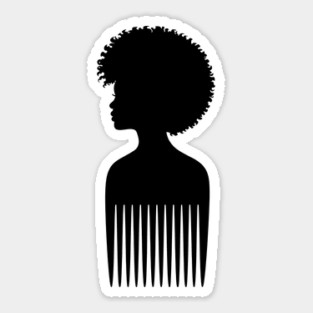 Black Woman Afro Comb Black Pride Sticker