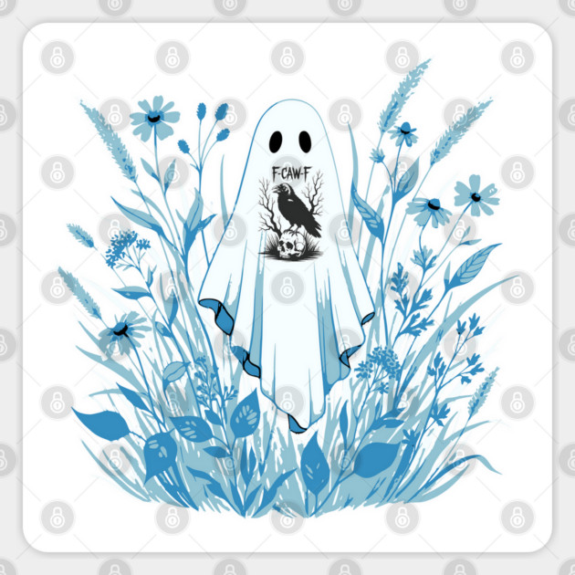 Funny Ghost Wears Popular F-CAW-F Crow Trendy design Sticker by Luxinda