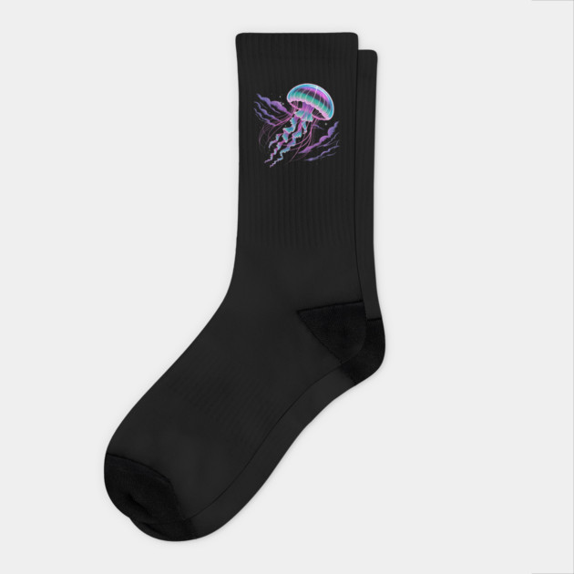 Cosmic Jelly Drift – Surreal Ocean Dreamscape Socks by Designed By Marty