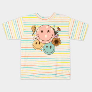 Retro Smiley Face Collage Kids T-Shirt