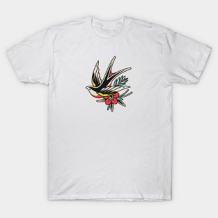 Retro Traditional tattoo swallow bird T-Shirt