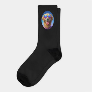 Cool Golden Retriever Dog with Sunglasses – Funny Summer Vibes Design Socks