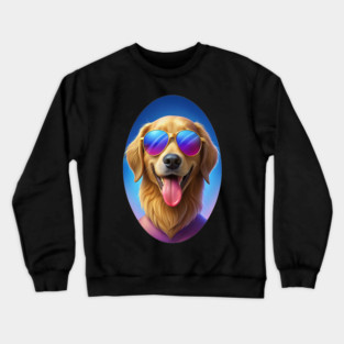 Cool Golden Retriever Dog with Sunglasses – Funny Summer Vibes Design Crewneck Sweatshirt