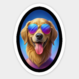 Cool Golden Retriever Dog with Sunglasses – Funny Summer Vibes Design Sticker