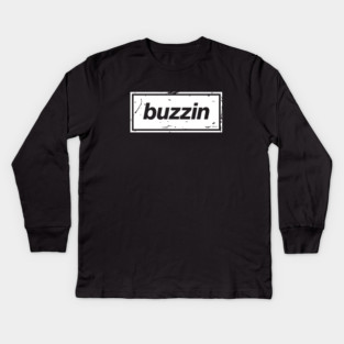 Buzzin – Manchester Manc Slang Oasis Style Britpop White Kids Long Sleeve T-Shirt