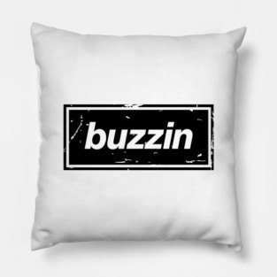 Buzzin – Manchester Manc Slang Oasis Style Britpop Black Pillow