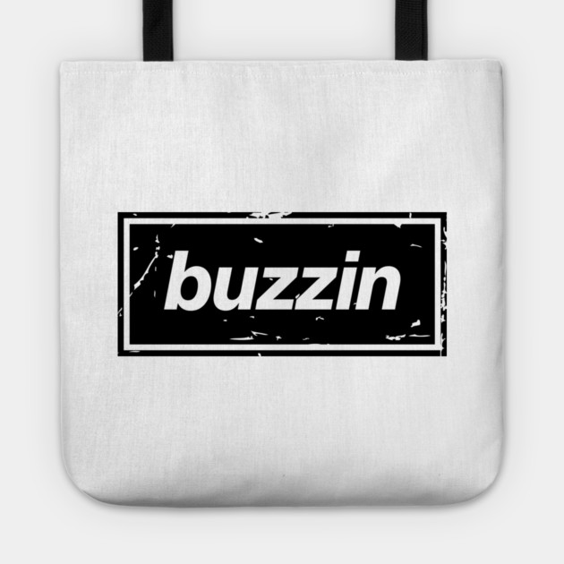 Buzzin – Manchester Manc Slang Oasis Style Britpop Black Tote by Butter Creative