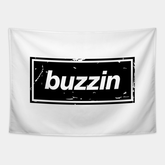 Buzzin – Manchester Manc Slang Oasis Style Britpop Black Tapestry by Butter Creative