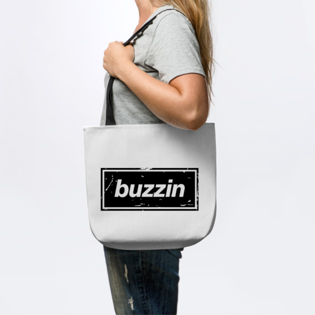 Buzzin – Manchester Manc Slang Oasis Style Britpop Black by Butter Creative