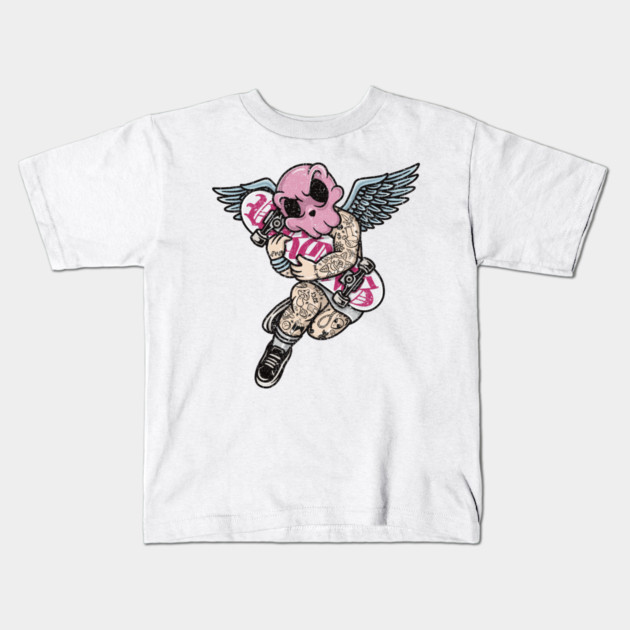 Tattooed Skateboard Cherub Kids T-Shirt by Wrongteeshirt