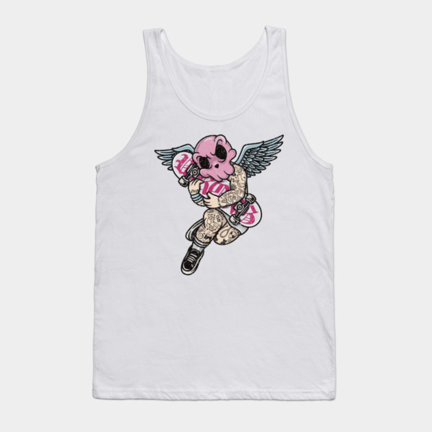 Tattooed Skateboard Cherub Tank Top by Wrongteeshirt