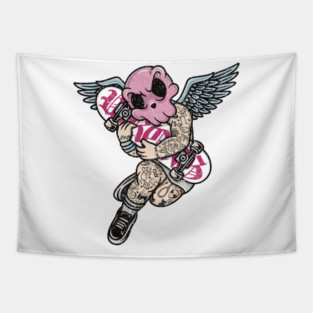 Tattooed Skateboard Cherub Tapestry
