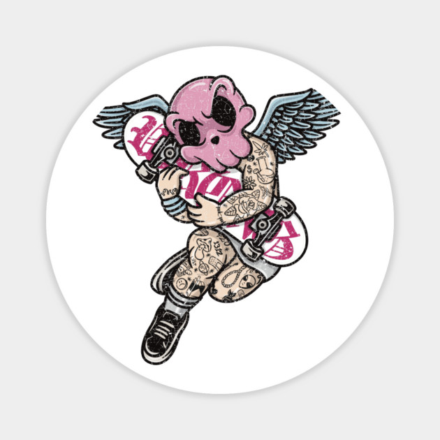 Tattooed Skateboard Cherub Magnet by Wrong
