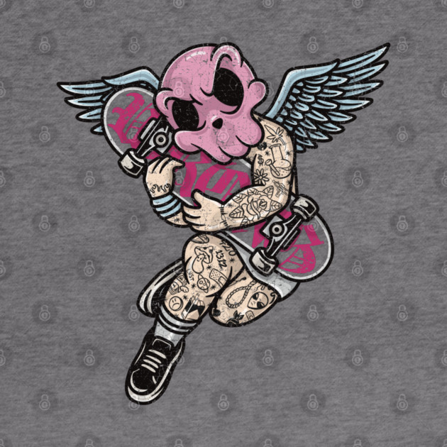 Tattooed Skateboard Cherub by Wrongteeshirt