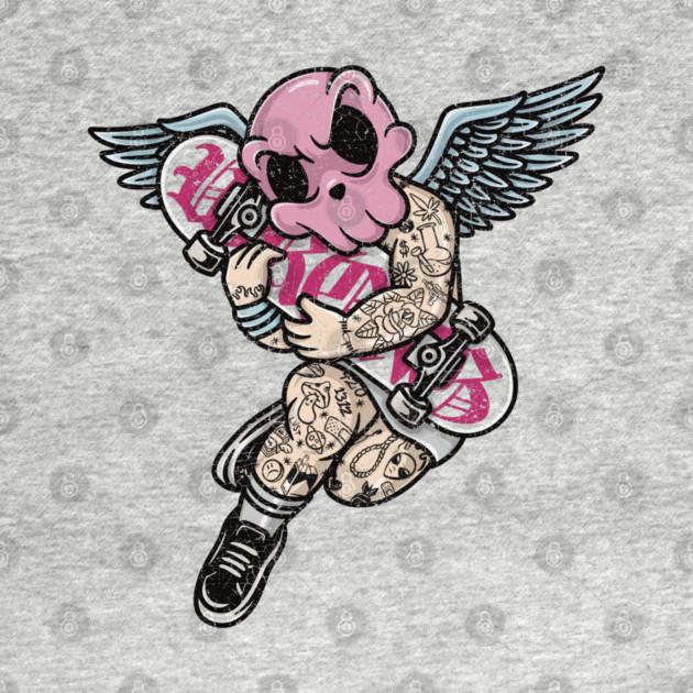 Tattooed Skateboard Cherub by Wrongteeshirt