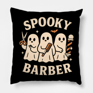 Spooky Barber Ghosts Halloween Design | Funny Haircut Graphic Pillow