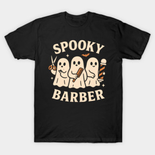Spooky Barber Ghosts Halloween Design | Funny Haircut Graphic T-Shirt