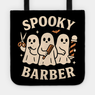 Spooky Barber Ghosts Halloween Design | Funny Haircut Graphic Tote