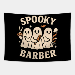 Spooky Barber Ghosts Halloween Design | Funny Haircut Graphic Tapestry
