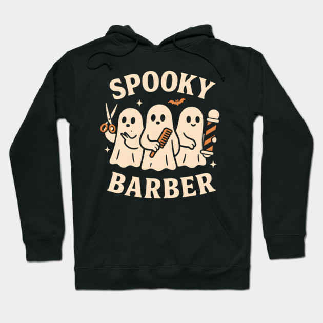Spooky Barber Ghosts Halloween Design | Funny Haircut Graphic Hoodie by MakerMind8.2