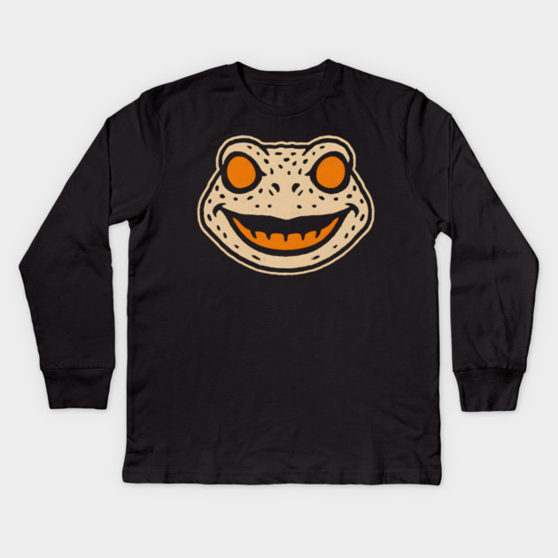 Retro Toad Face Halloween Graphic | Spooky Frog Artwork Kids Long Sleeve T-Shirt by MakerMind8.2