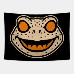 Retro Toad Face Halloween Graphic | Spooky Frog Artwork Tapestry