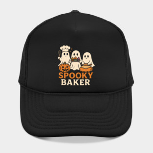 Spooky Baker Ghosts Halloween Graphic | Retro Baking Artwork Hat