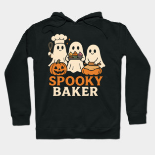 Spooky Baker Ghosts Halloween Graphic | Retro Baking Artwork Hoodie