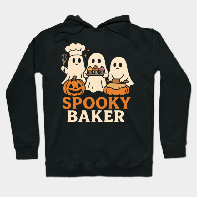 Spooky Baker Ghosts Halloween Graphic | Retro Baking Artwork Hoodie by MakerMind8.2