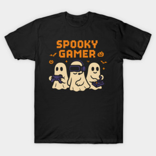 Spooky Gamer Ghosts Halloween Graphic | Retro Gaming Artwork T-Shirt