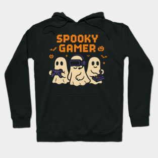 Spooky Gamer Ghosts Halloween Graphic | Retro Gaming Artwork Hoodie