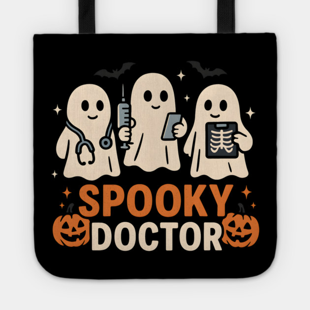 Spooky Doctor Ghosts Halloween Graphic | Retro Medical Artwork Tote by MakerMind8.2